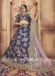 Floral Work Lehenga Choli in Navy Blue